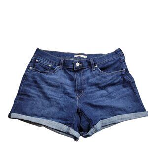 Levis Denim Shorts Womens 33 Stretch Mid Length Dark Wash